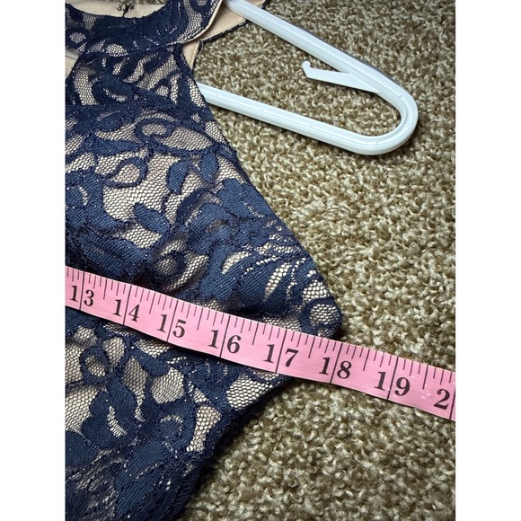 Nightway Navy Floral Lace Halter Neck Gown Maxi Dress 10 Event Prom Hoco - Picture 10 of 13